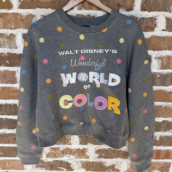 Disney Wonderful World of Color 100 Crewneck Sweatshirt Gray Women's Size L‎ - Picture 3 of 12